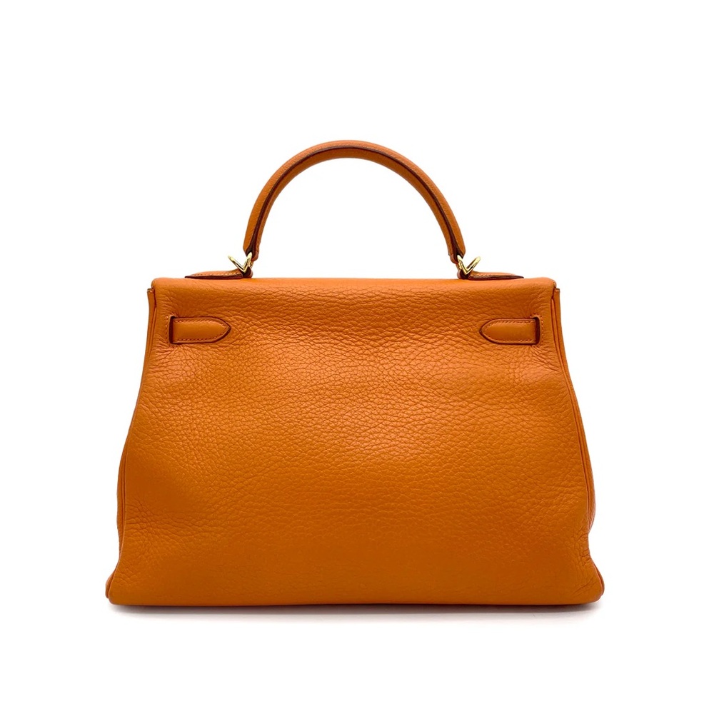 Authentic KELLY 32 Sellier Orange taurillon clemence satchel with strap - Picture 7 of 10